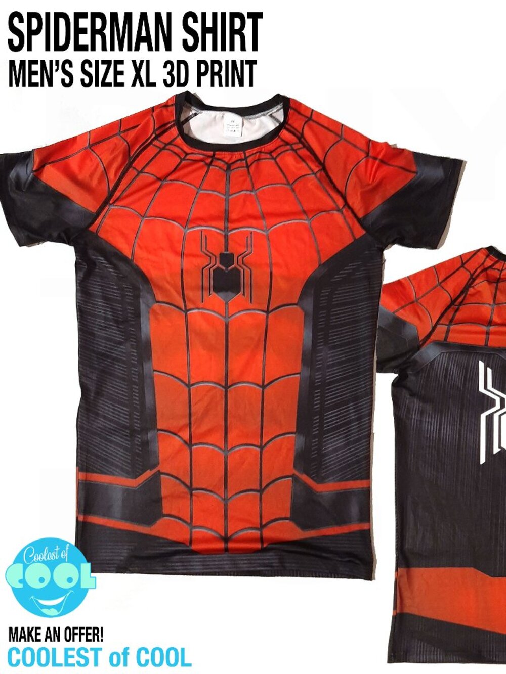 Spiderman suit 3d print shirt Mens size XL costume stretch polyester spandex new
